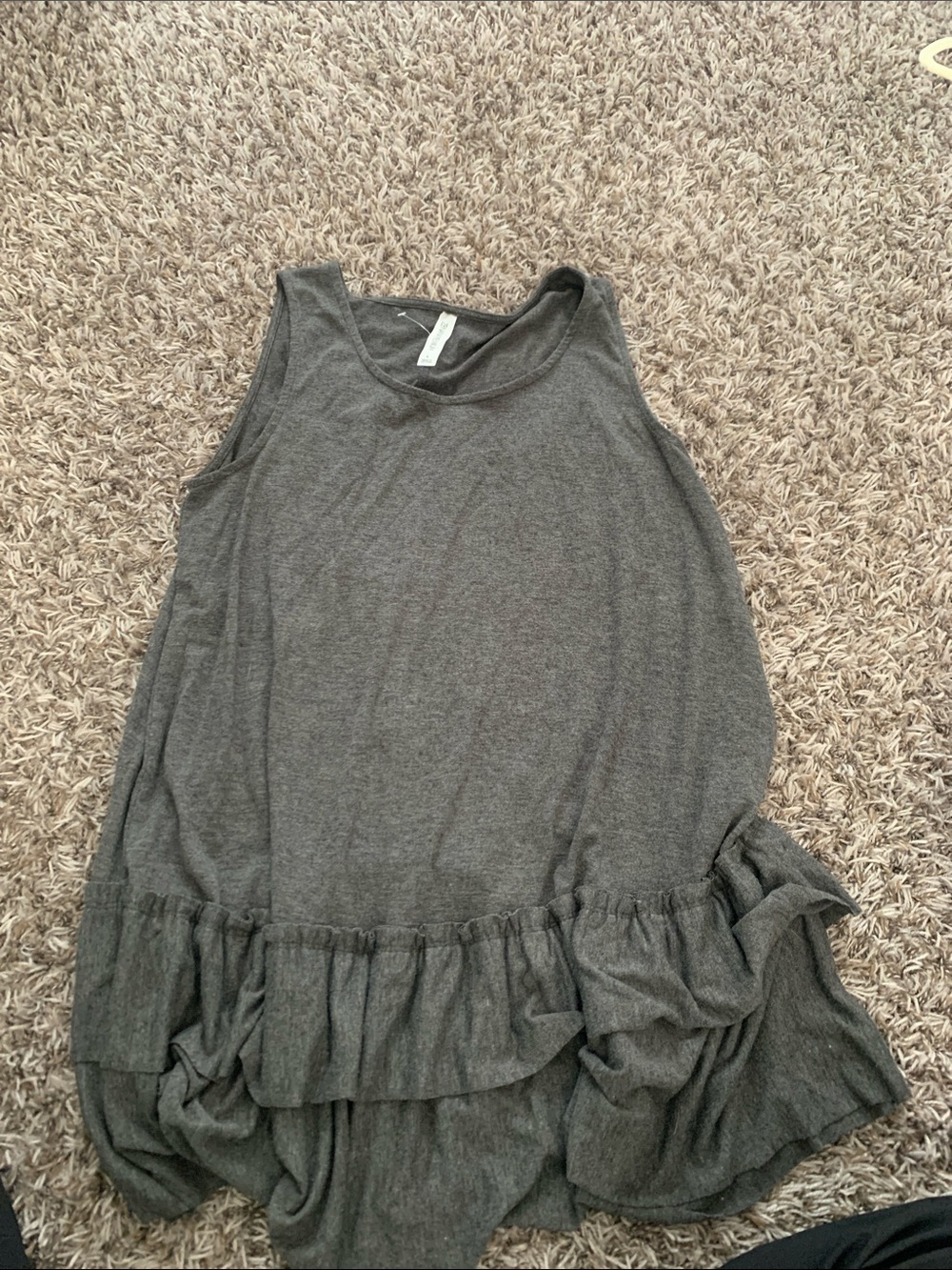 Zenana Grey Ruffle Hem Sleeveless Tunic